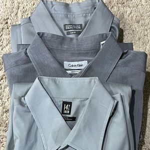Lot of Three (3) Gray Button Down Slim Fit Long Sleeve Shirts